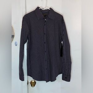 New Men’s Striped Down Dress Shirt